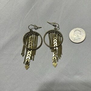 Earrings.  Brushed gold.  Costume jewelry.